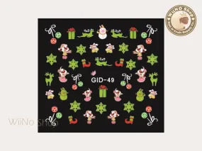 GID-049 Christmas Glow In The Dark Water Slide Nail Art Decals - 1pc