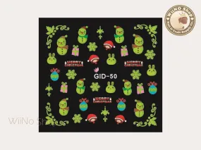 GID-050 Christmas Glow In The Dark Water Slide Nail Art Decals - 1pc