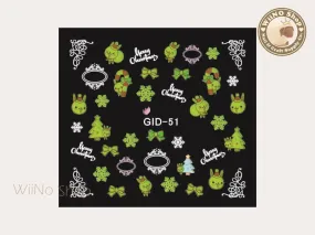 GID-051 Christmas Glow In The Dark Water Slide Nail Art Decals - 1pc