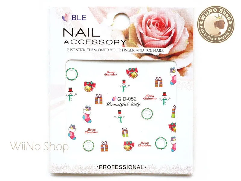 GID-052 Christmas Glow In The Dark Water Slide Nail Art Decals - 1pc