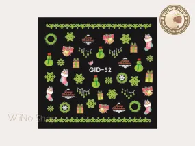 GID-052 Christmas Glow In The Dark Water Slide Nail Art Decals - 1pc