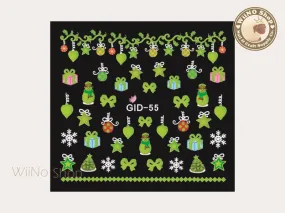 GID-055 Christmas Glow In The Dark Water Slide Nail Art Decals - 1pc