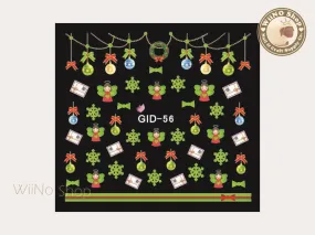 GID-056 Christmas Glow In The Dark Water Slide Nail Art Decals - 1pc