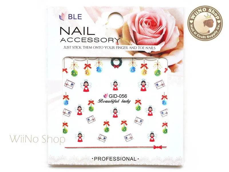 GID-056 Christmas Glow In The Dark Water Slide Nail Art Decals - 1pc
