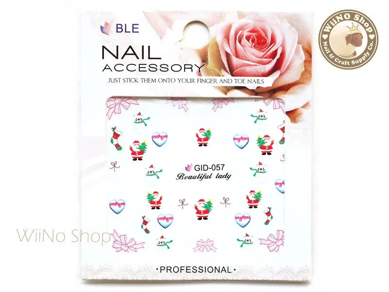 GID-057 Christmas Glow In The Dark Water Slide Nail Art Decals - 1pc