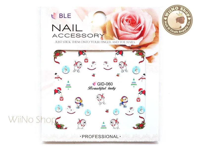 GID-060 Christmas Glow In The Dark Water Slide Nail Art Decals - 1pc