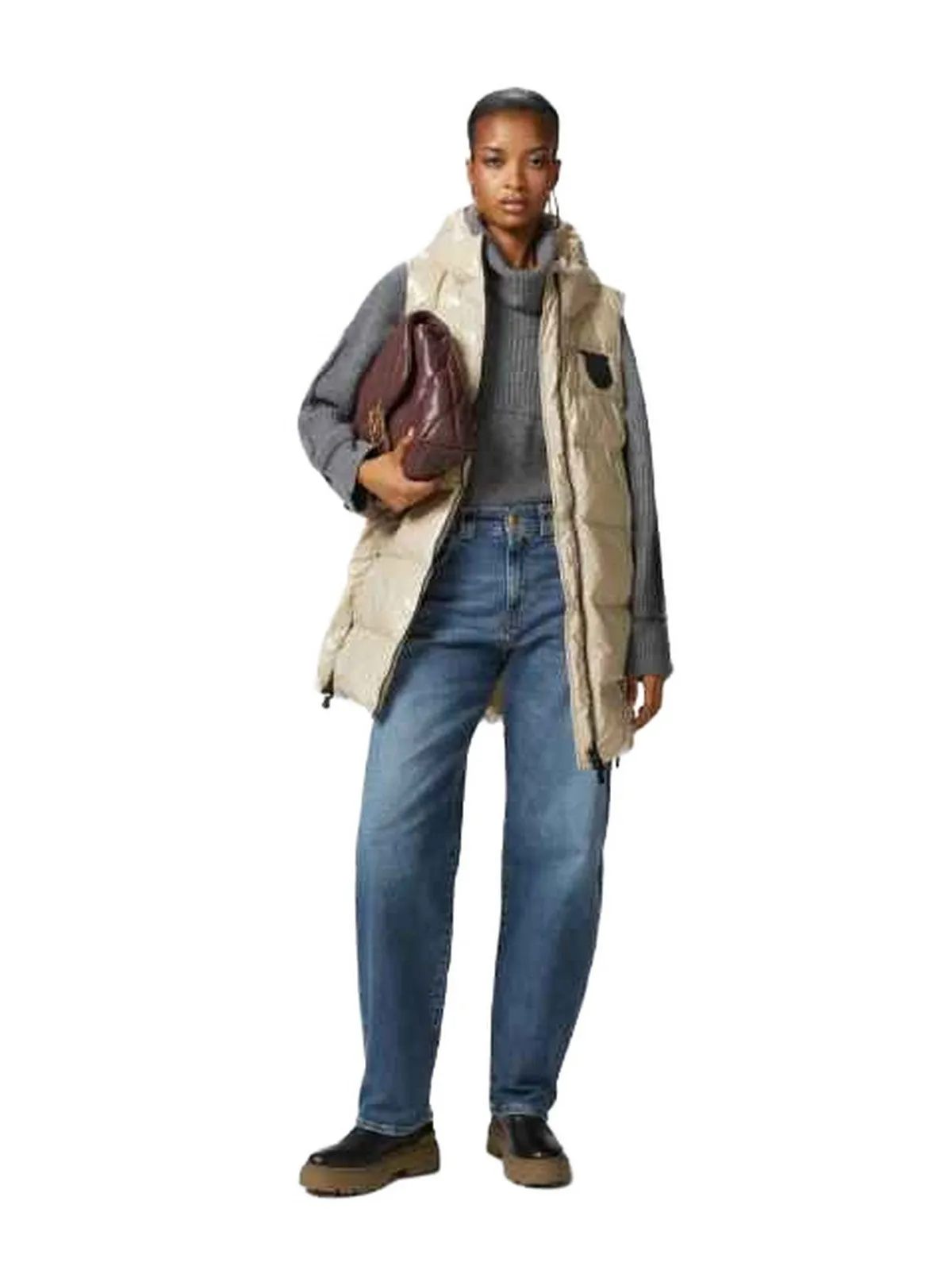 Gilet Donna Pinko - Piumino smanicato imbottito con cappuccio - Avorio