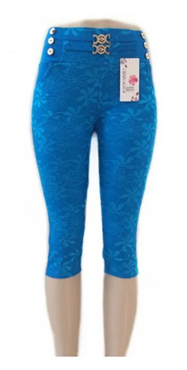 Girls Lace Design Pull On Capris Wholesale