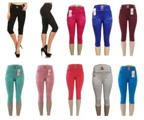 Girls Lace Design Pull On Capris Wholesale