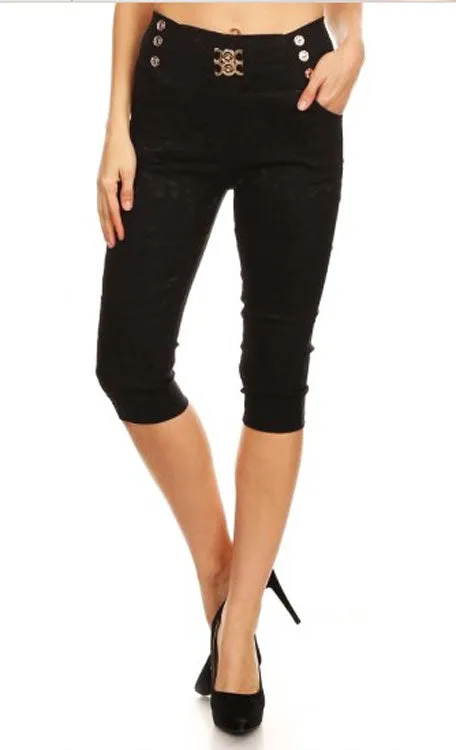Girls Lace Design Pull On Capris Wholesale