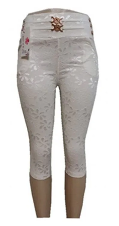 Girls Lace Design Pull On Capris Wholesale