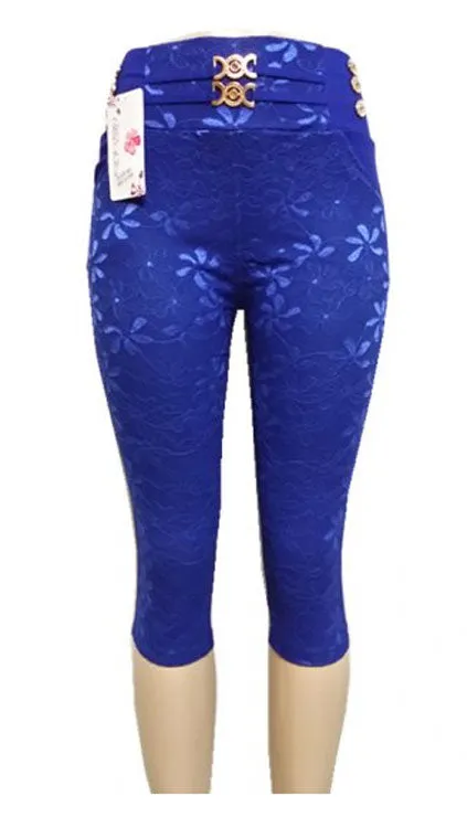 Girls Lace Design Pull On Capris Wholesale