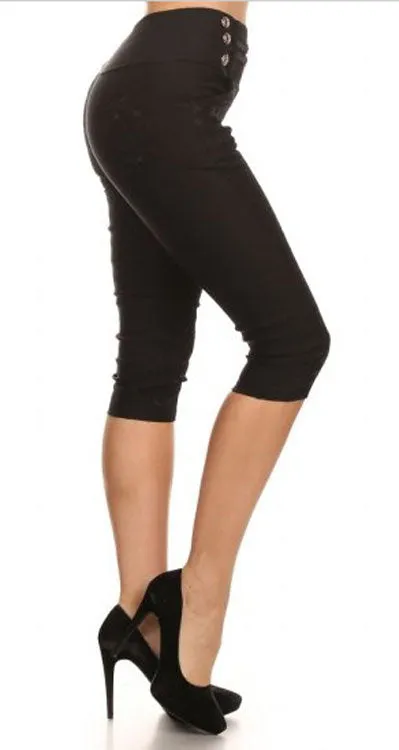 Girls Lace Design Pull On Capris Wholesale