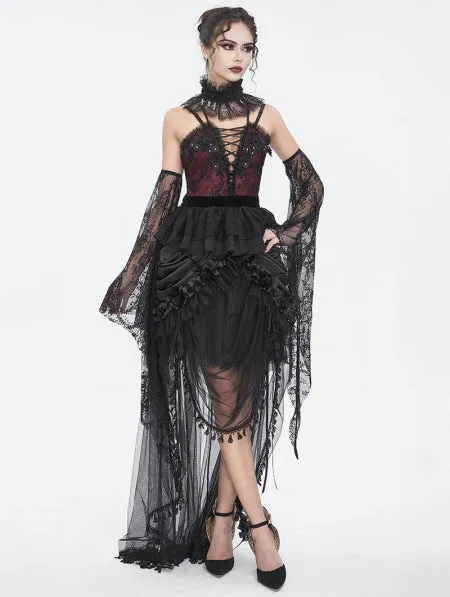 Gothic Luxury Flower Layered Skirt