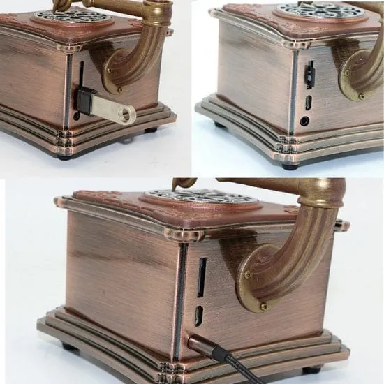 Gramophone Shape Rechargeable Retro Bluetooth Speaker USB