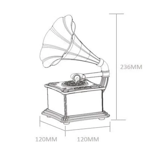 Gramophone Shape Rechargeable Retro Bluetooth Speaker USB