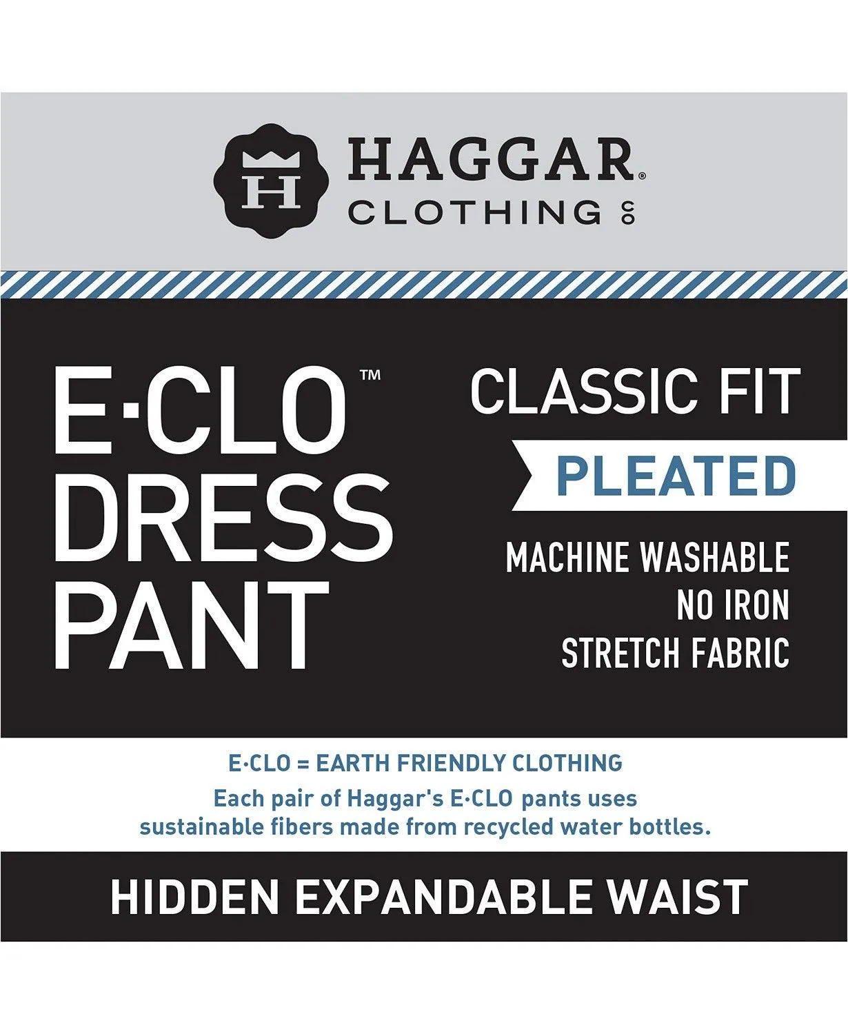 Haggar Mens Classic fit Double Pleated Dress Pants 40 / 32 Grey Solid