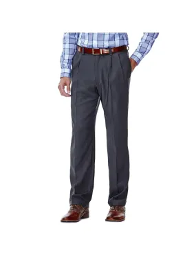 Haggar Mens Classic fit Double Pleated Dress Pants 40 / 32 Grey Solid