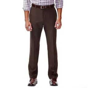 HAGGAR Mens Classic fit Dress Pants 34 / 34 Brown Solid