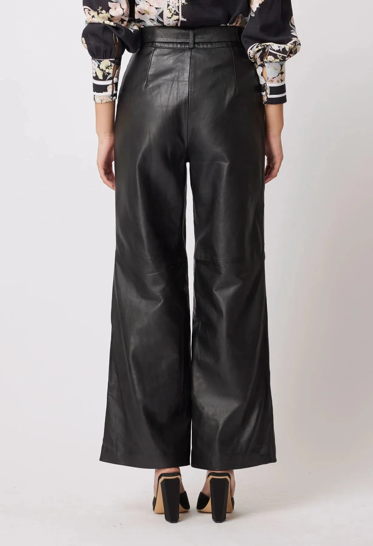 Halston Wide Leg Leather Pant