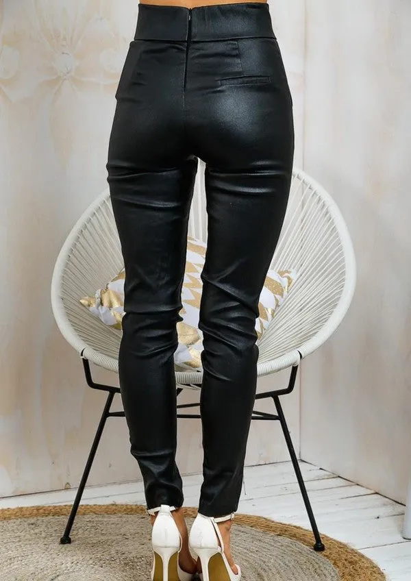 High Rise Pu Leather Pants