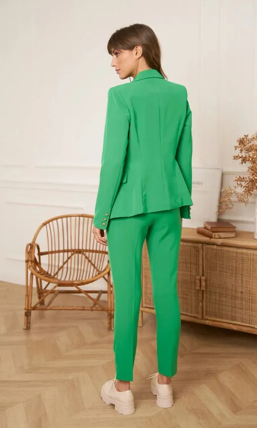High Waist Cigarette Pants Green