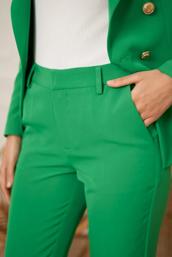 High Waist Cigarette Pants Green