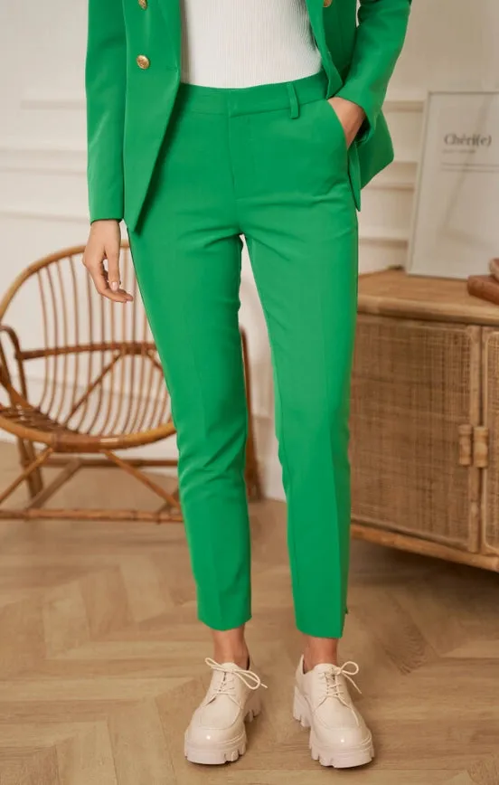 High Waist Cigarette Pants Green