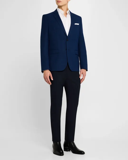 Hugo Boss Mens Slim Fit Genius Wool Dress Pants Blue 36 / 32
