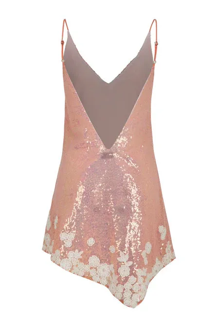 Jasmine Sequined Salmon Mini Dress