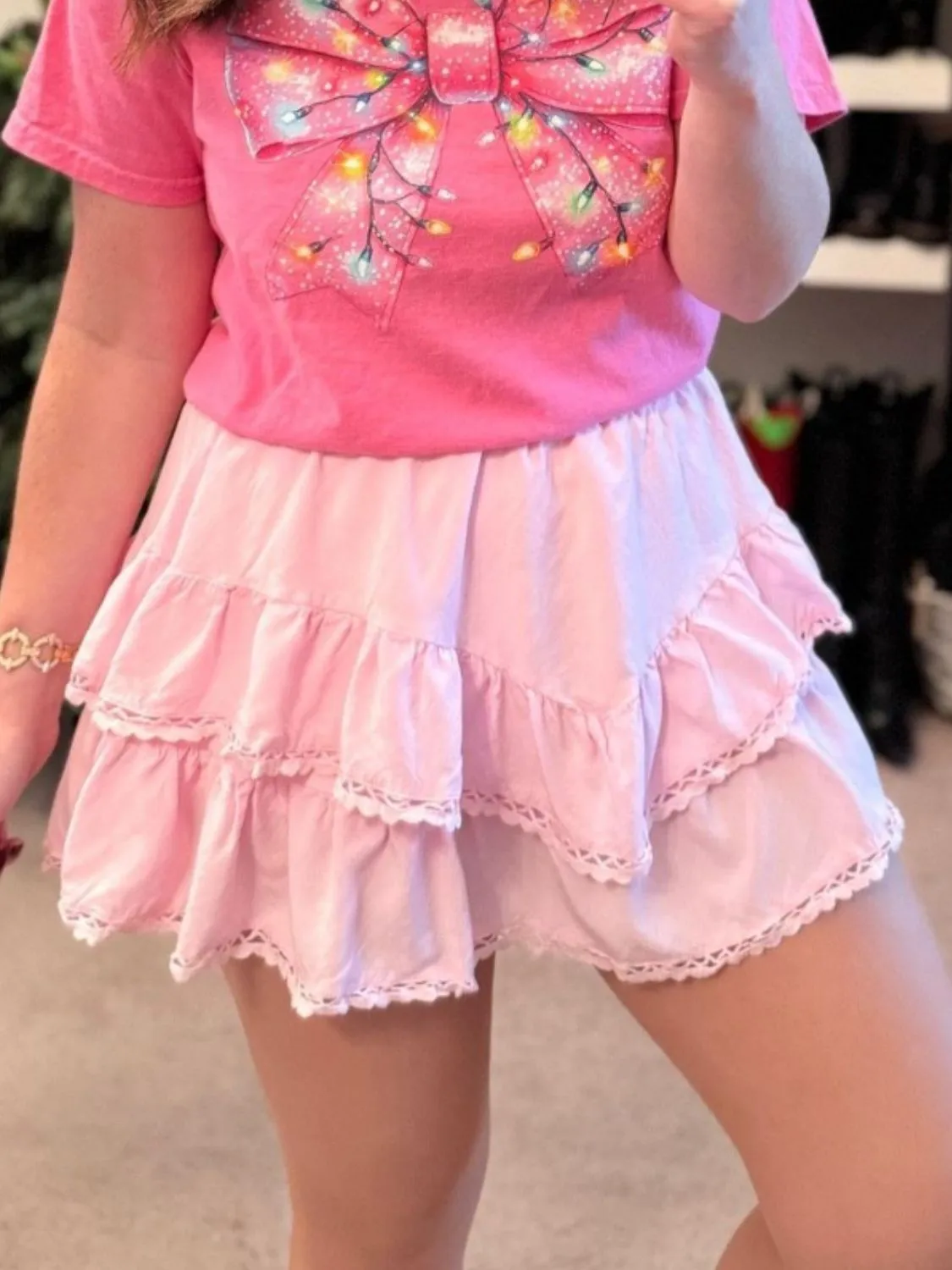 Lace Detail Layered Skirt