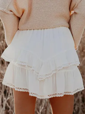 Lace Detail Layered Skirt