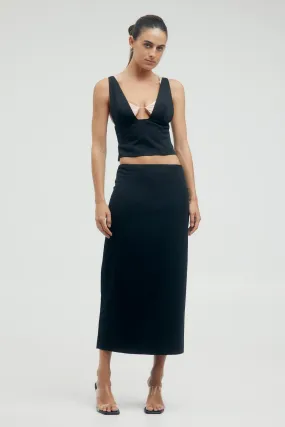 LAYERED MIDI TUBE SKIRT | BLACK