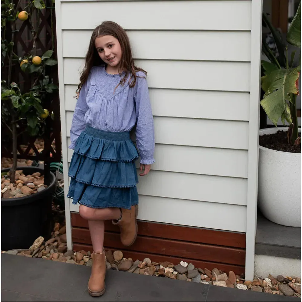 Lee Ruffle Skirt-Denim
