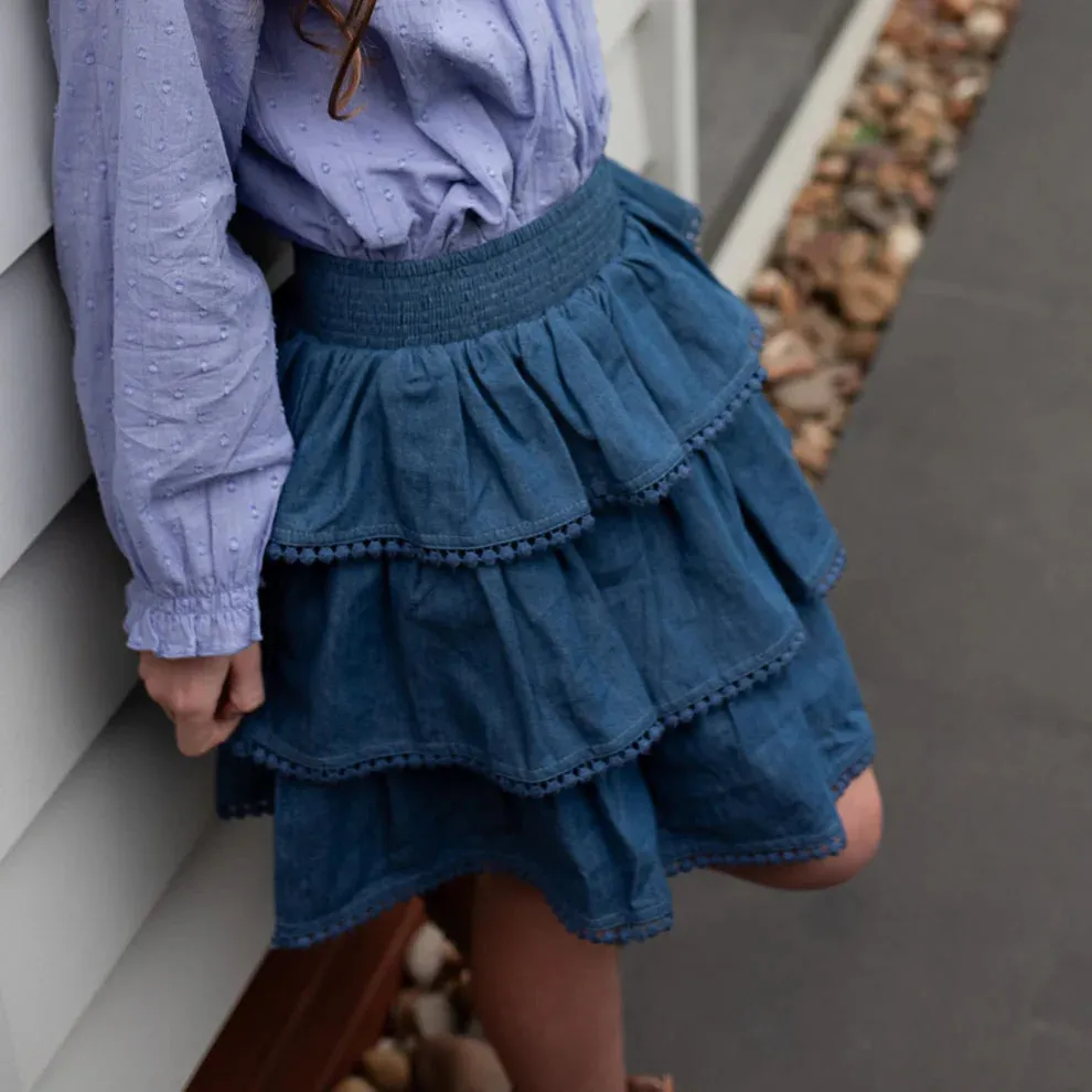 Lee Ruffle Skirt-Denim