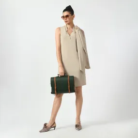 Light Beige Sleeveless V Neck Dress
