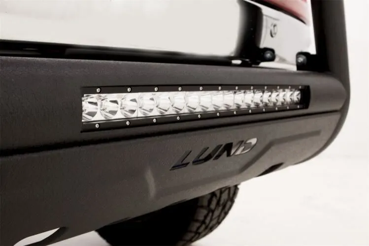 Lund 47121208 - 3.5" Black Steel Bull Bar with Integrated LED Light Bar and with skid plate for Ram 1500 19-22