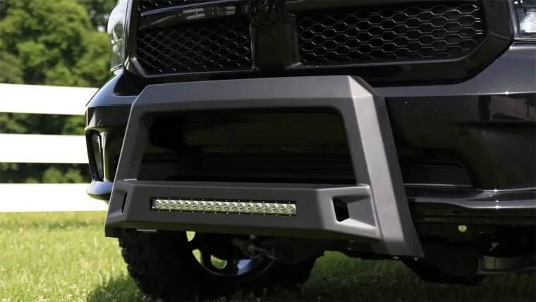 Lund 86521208 - Revolution Black Steel Bull Bar with Integrated LED Light Bar and without skid plate for Ram 1500 19-22