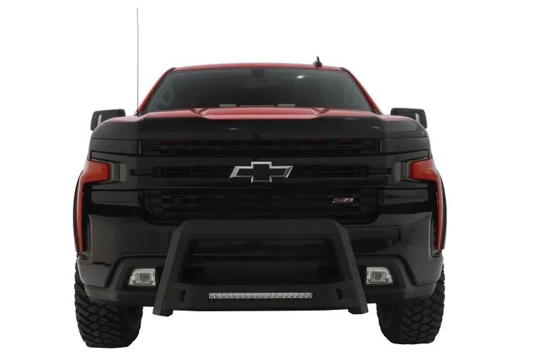 Lund 86521214 - Revolution Black Steel Bull Bar with Integrated LED Light Bar and without skid plate for Chevrolet Silverado 1500 07-19