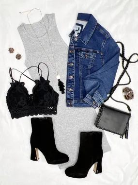 Magical at Midnight Ribbed Tank Dress - Grey