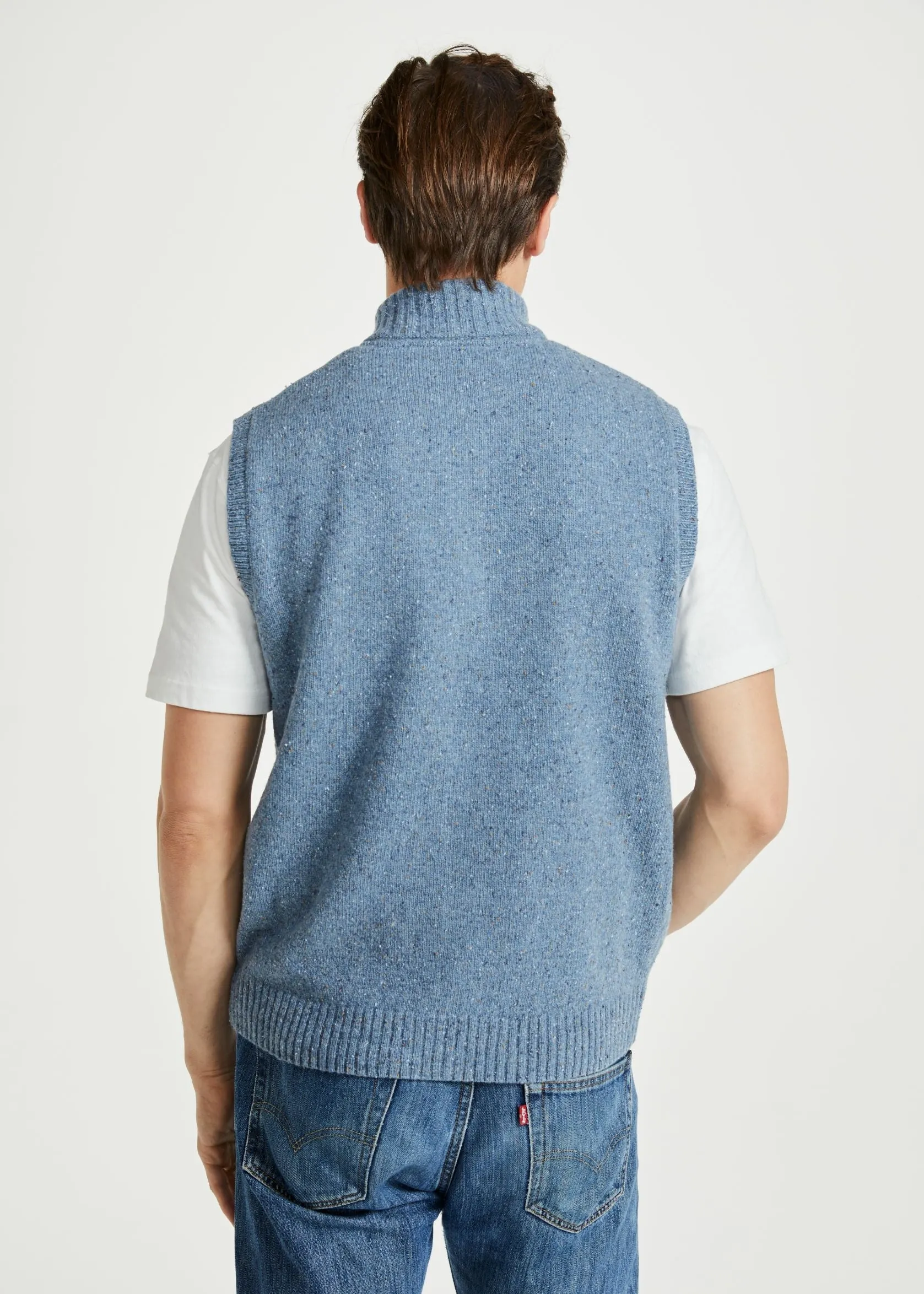 Men's Aran Nepped Gilet | Blue