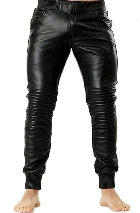 Men's Leather Slim Fit Joggers pants
