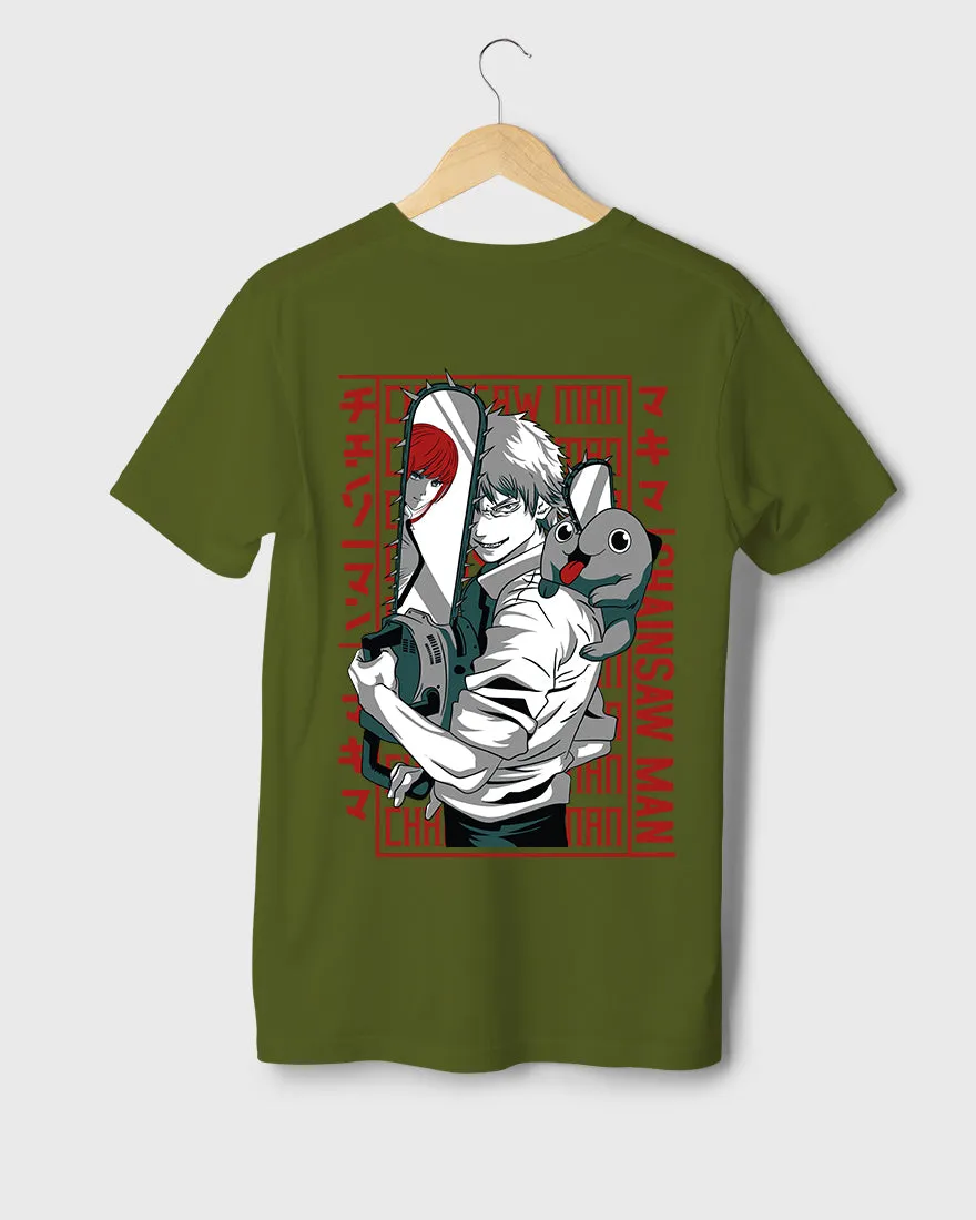 Mens Regular Tshirt Anime Chainsaw Man Denji Makima