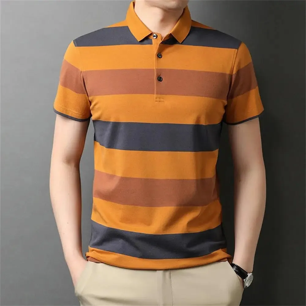 Men's Striped Short Sleeve Shirt-New Polo Shirt-Casual Men Shirt