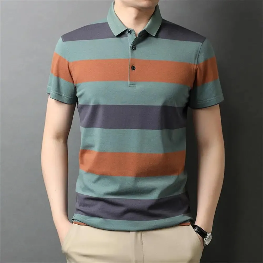 Men's Striped Short Sleeve Shirt-New Polo Shirt-Casual Men Shirt