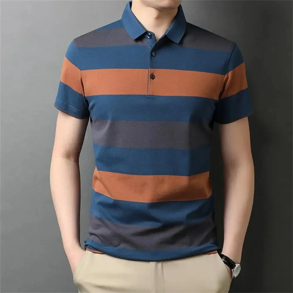 Men's Striped Short Sleeve Shirt-New Polo Shirt-Casual Men Shirt