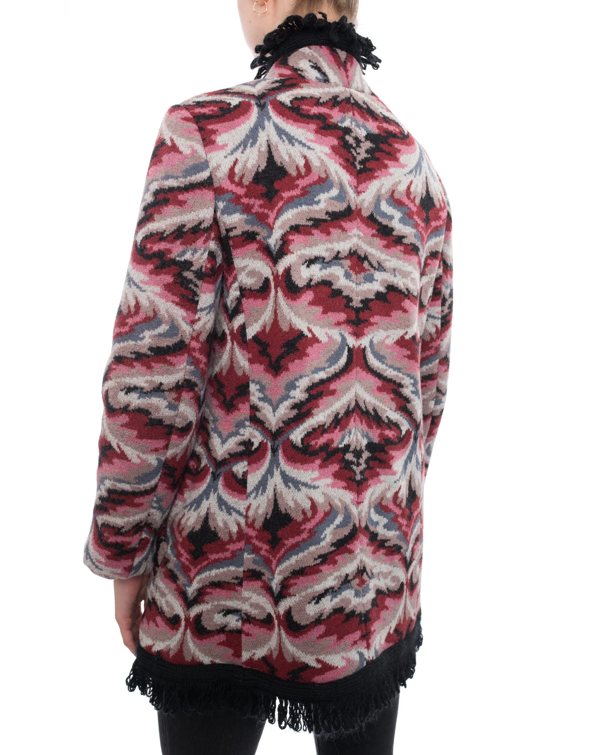 Missoni Vintage Dark Red, Pink, Black Pattern Knit Short Coat - 8/10