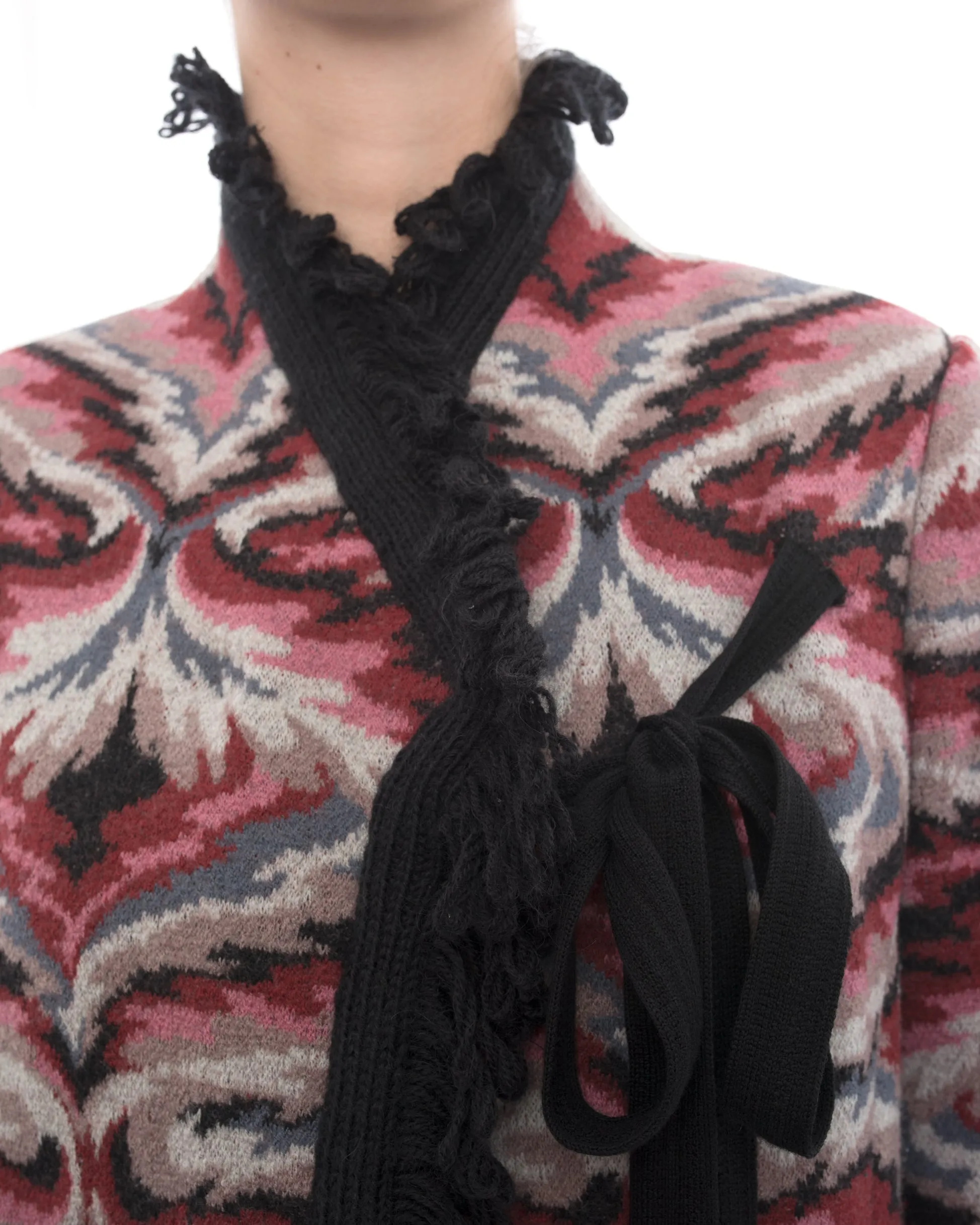 Missoni Vintage Dark Red, Pink, Black Pattern Knit Short Coat - 8/10