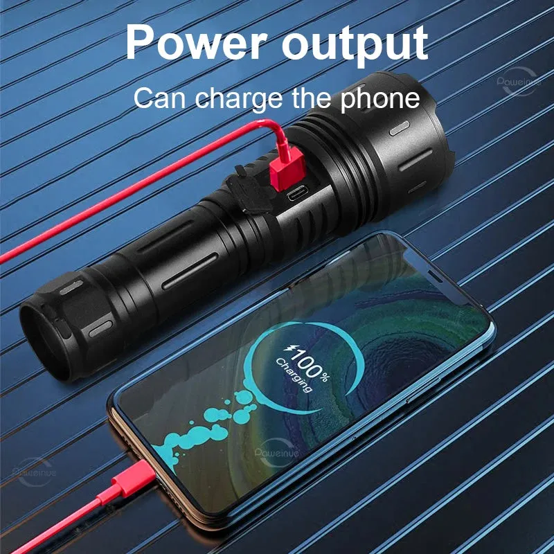 NEW High Power LED Flashlight Super Bright Usb Rechargeable Torch 18650 Zoom Powerful Flash Light Long Shot Hunting Lantern