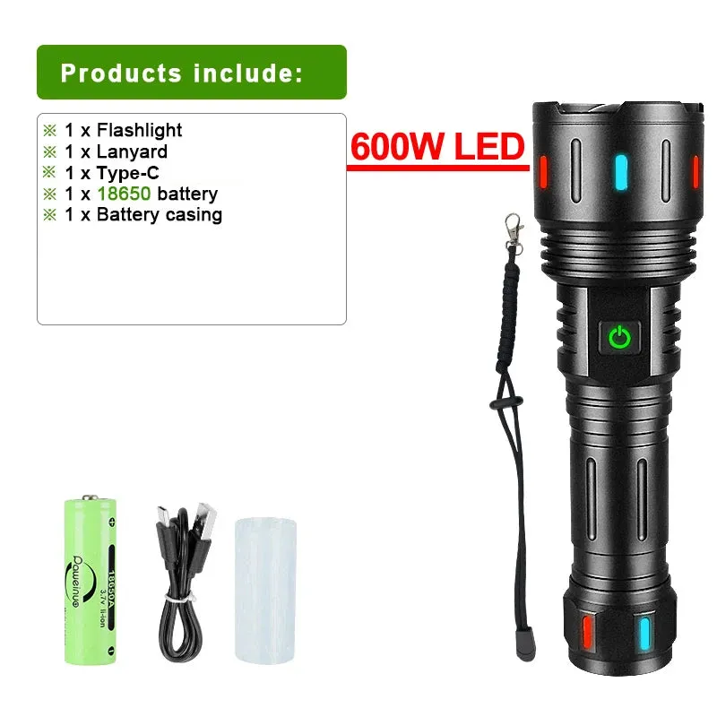NEW High Power LED Flashlight Super Bright Usb Rechargeable Torch 18650 Zoom Powerful Flash Light Long Shot Hunting Lantern